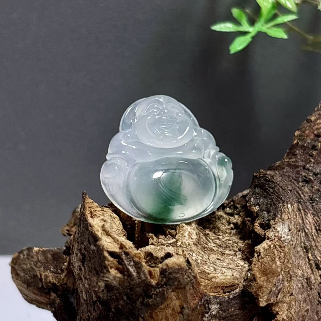 冰飘花翡翠弥勒佛
